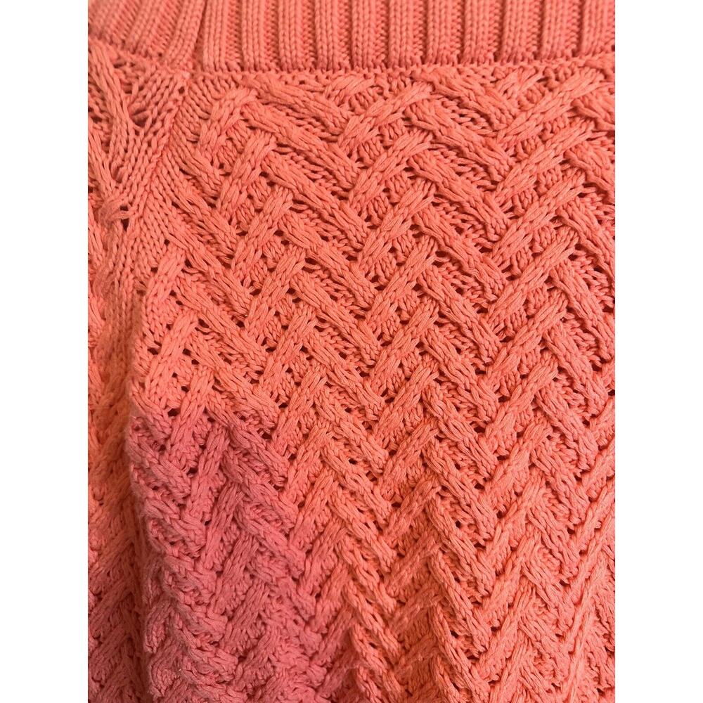 525 America Women’s Cable Knit Sweater 100% Cotton Coral Pink Size XS - Picture 5 of 5